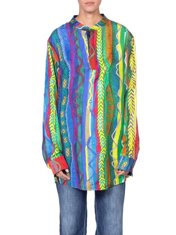 1990S Coogi Silk Men's Oversized Trompe L'oeil Kni