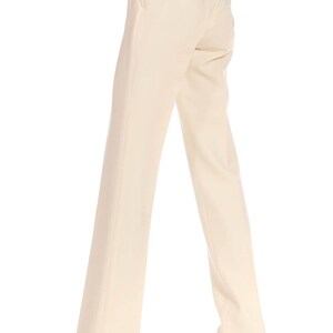 1990S Gianni Versace Cream Wool Crepe Cigarette Pants image 8