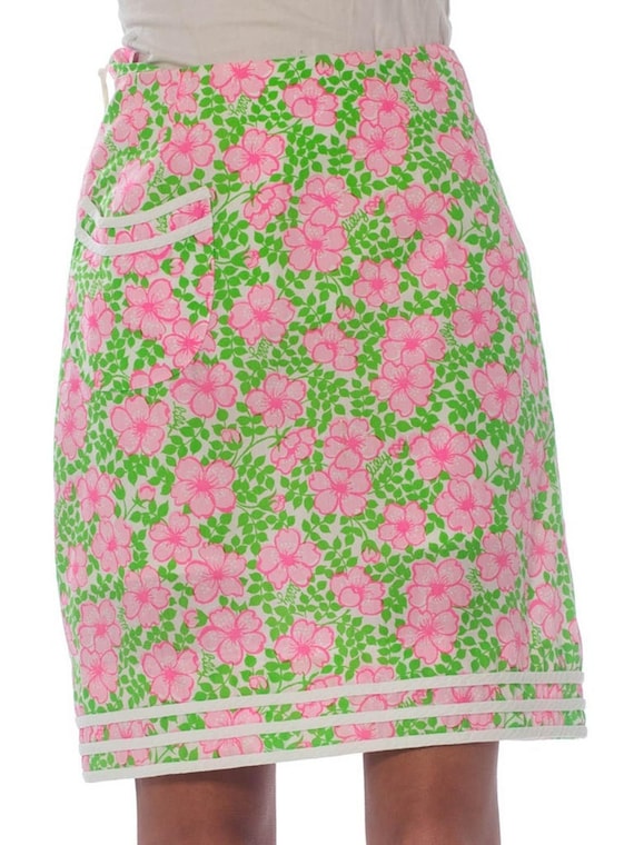 1960S LILLY PULITZER Pink & Green Cotton Floral M