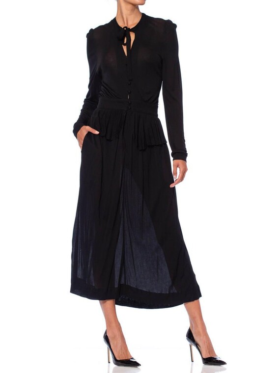 1970S Jaeger Black Rayon Jersey Ossie Clark Style