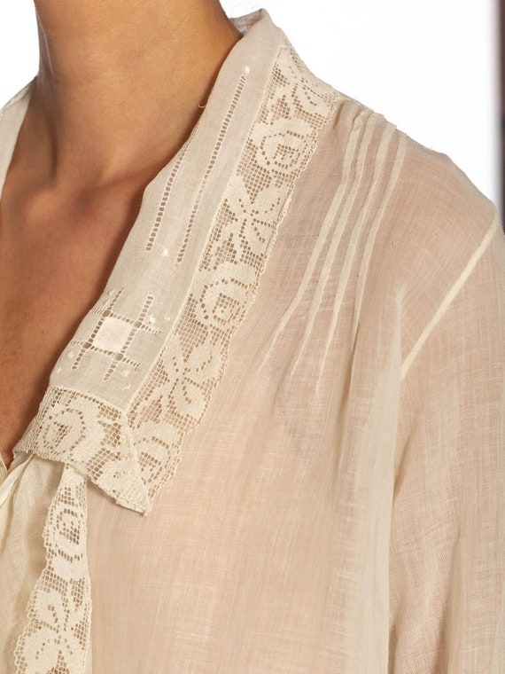 Edwardian Cream Organic Cotton Lace Trim Blouse - image 10