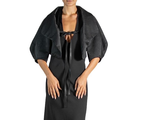 Morphew Collection Black Rayon Crepe Back Satin Jacket