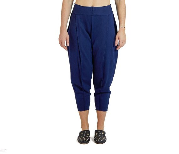 1990S A.POC ISSEY MIYAKE Navy Blue Cotton & Nylon Knit Strech 