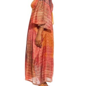 Morphew Collection Orange Yellow Multicolor Metallic Gold Silk Kaftan Made From Vintage Saris image 2