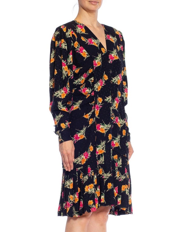 1980S EMANUEL UNGARO Black, Pink & Orange Floral … - image 5