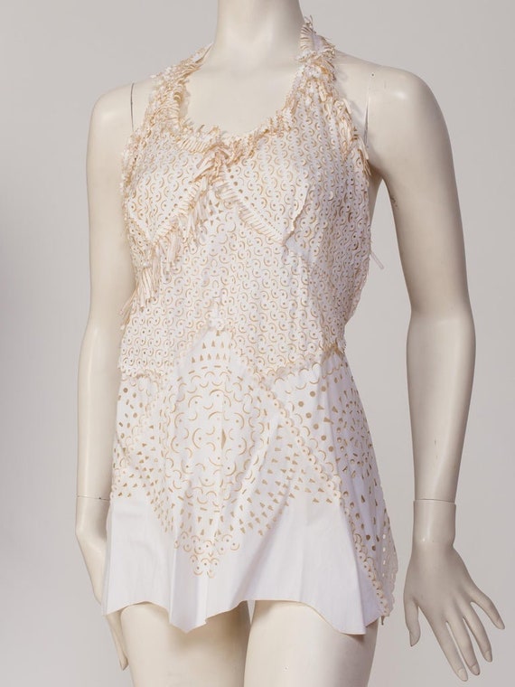 1990S JEAN PAUL GAULTIER Cotton Blend Laser Cut Eyelet Top 1990S JEAN PAUL GAULTIER Cotton Blend Laser Cut Eyelet Top