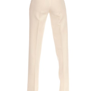 1990S Gianni Versace Cream Wool Crepe Cigarette Pants image 7