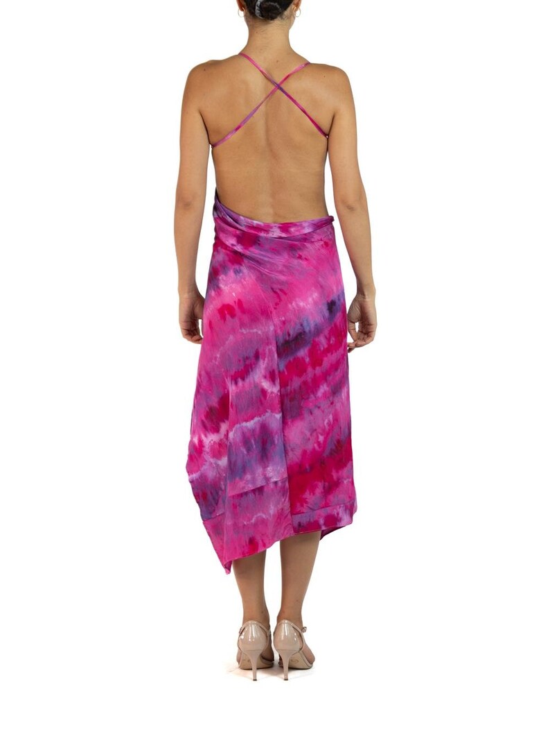 Morphew Collection Pink Purple Silk Ice Dyed Patchwork Dress image 6