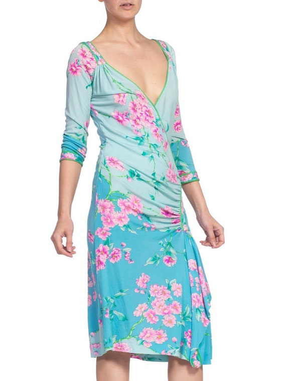 1980'S LEONARD OF PARIS Floral Silk Jersey Dress - image 4
