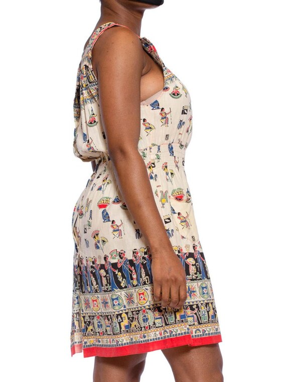 1940S Cotton Egyptian Novelty Printed Dress - image 5