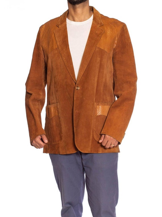 1970S Caramel Brown Suede Western Styled Men's Lea