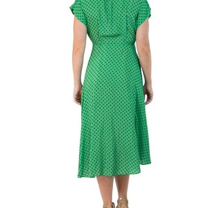 Morphew Collection Green & Blue Polka Dot Novelty Print Cold Rayon Bias Dress Master Medium image 8