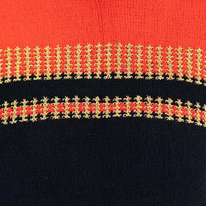 1940S Black Red Rayon Hand Knit Top With Metallic Gold Details image 5