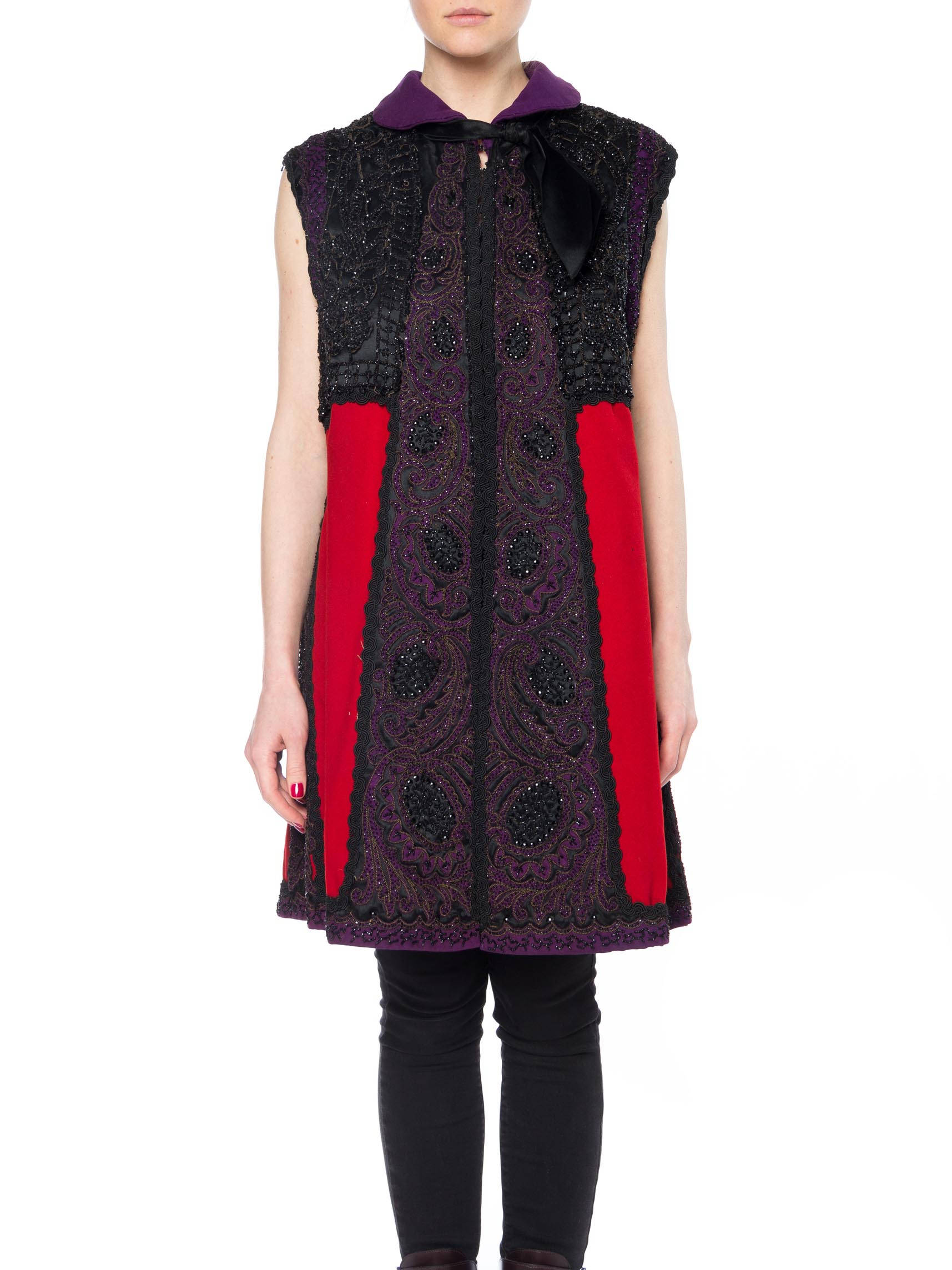 Residency - Victorian Beaded & Embroidered Mantle Coat Vest Size 8