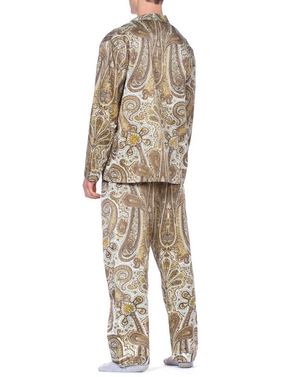 1970S Paisley Cotton Backed Rayon Satin Pajamas S… - image 4