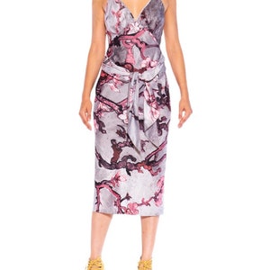 Morphew Collection Gray, Black Pink Silk Sagittarius One Scarf Dress Made From A Vintage image 9