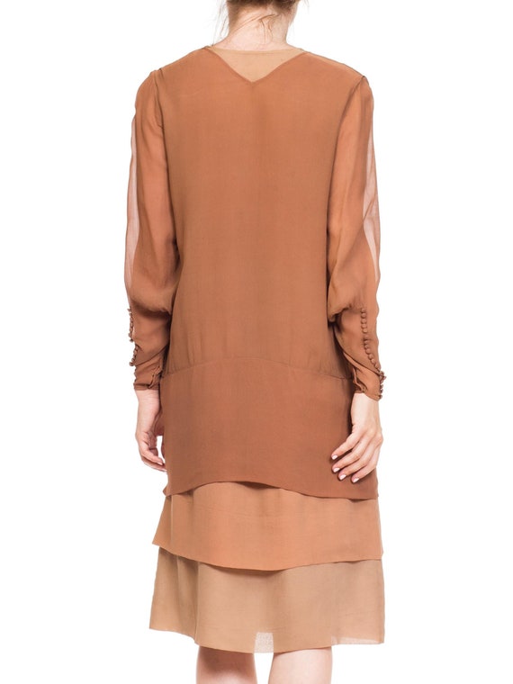 1920S Blush Pink & Nude Silk Chiffon Layered Tie … - image 7