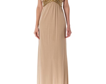 1970S  Champagne & Gold Silk Jersey Gown