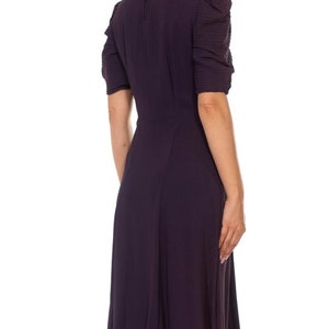 1940S Purple Rayon Blend Crepe Short Sleeve Dress image 8