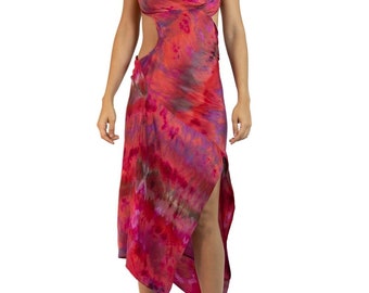 Morphew Collection Pink, Purple  Orange Silk Ice Dyed Dress