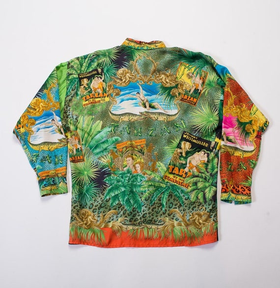 1990S Gianni Versace Tropical Silk Leopard Tarzan