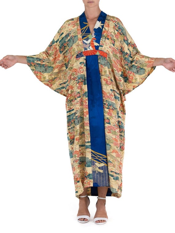 Morphew Collection Yellow Blue Japanese Kimono Si… - image 7