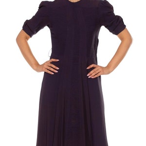 1940S Purple Rayon Blend Crepe Short Sleeve Dress image 7