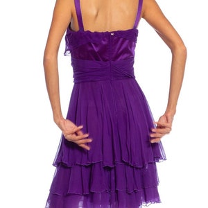 2000S DOLCE and GABBANA Purple Silk Pleated & Draped Cocktail Dress image 5