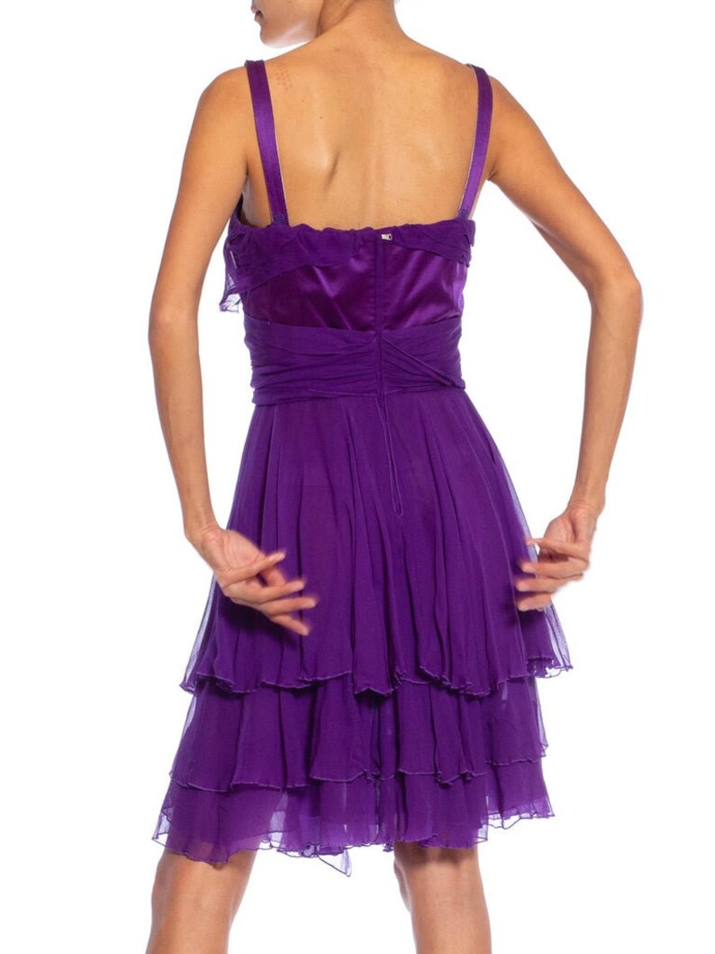 2000S DOLCE and GABBANA Purple Silk Pleated & Draped Cocktail Dress image 5