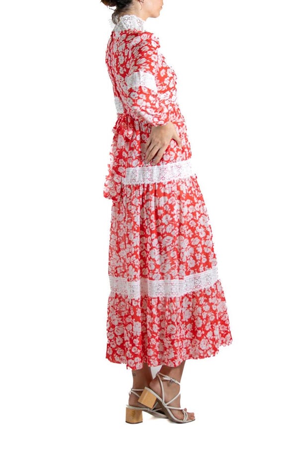 Genelia Floral Layered Dress - White/Red