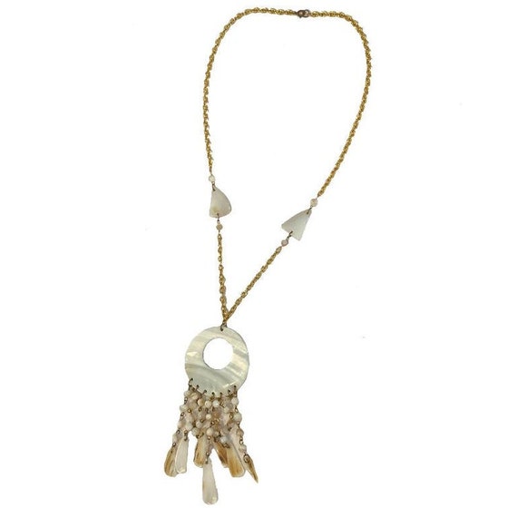 1970S Seashell Tasel Necklace - image 1