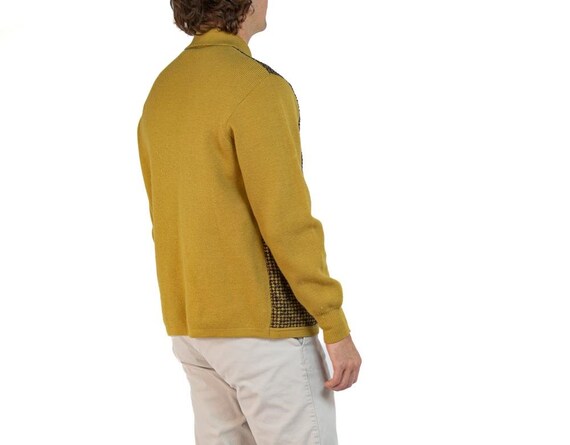 1960S Yellow Ochre Wool Knit Men's Cardigan Xl - image 5