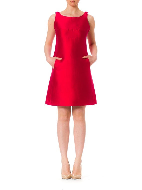 1960S Hot Pink Silk Radzimir Mod Mini Dress With