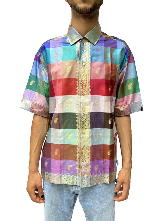 1950S Picasso Multicolor Gold Lamé Men's Shirt Mad