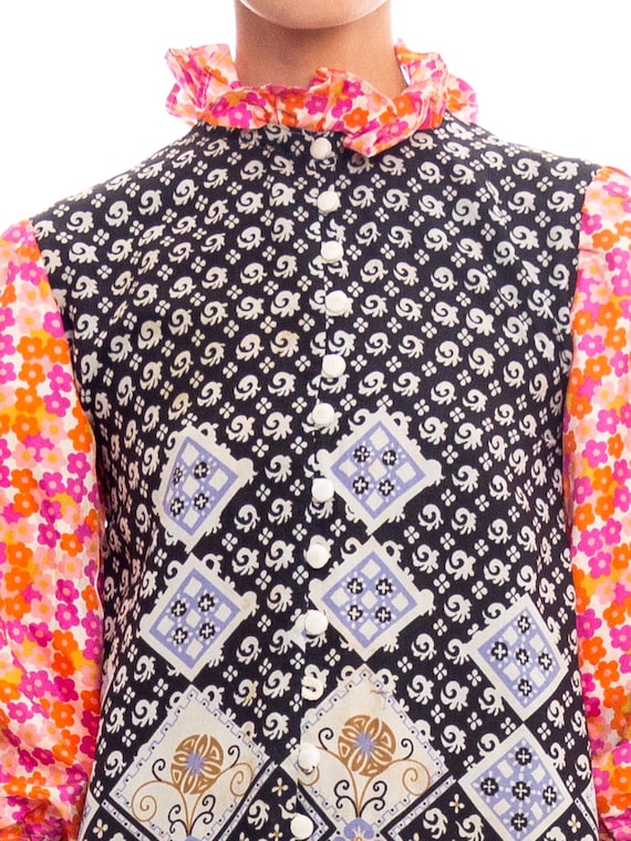 1960S Multicolor Patchwork Boho Printed Polyester… - image 5