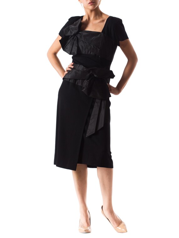 1940S HOWARD GREER Silk Crepe Short Sleeve Cocktai