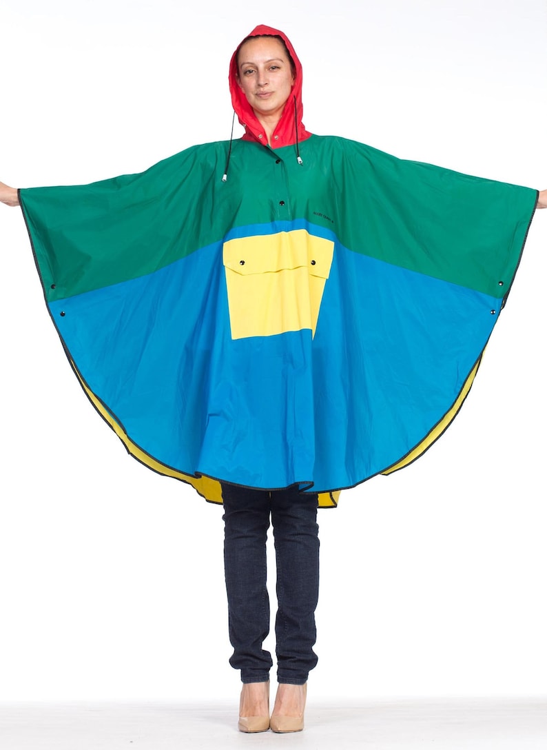 1980S MARY QUANT Multicolor PVC Colorblock Rain Poncho - Etsy