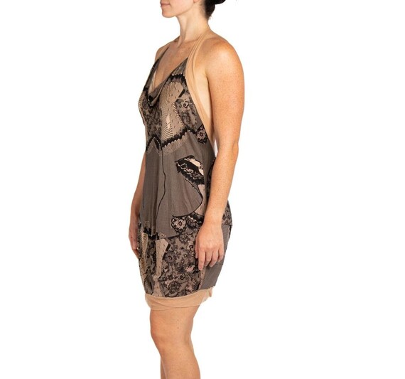 lace dress top BLACK SHEER LACE SILK DRESS WITH CUT-OUT TOP | CULT MIA main image 0