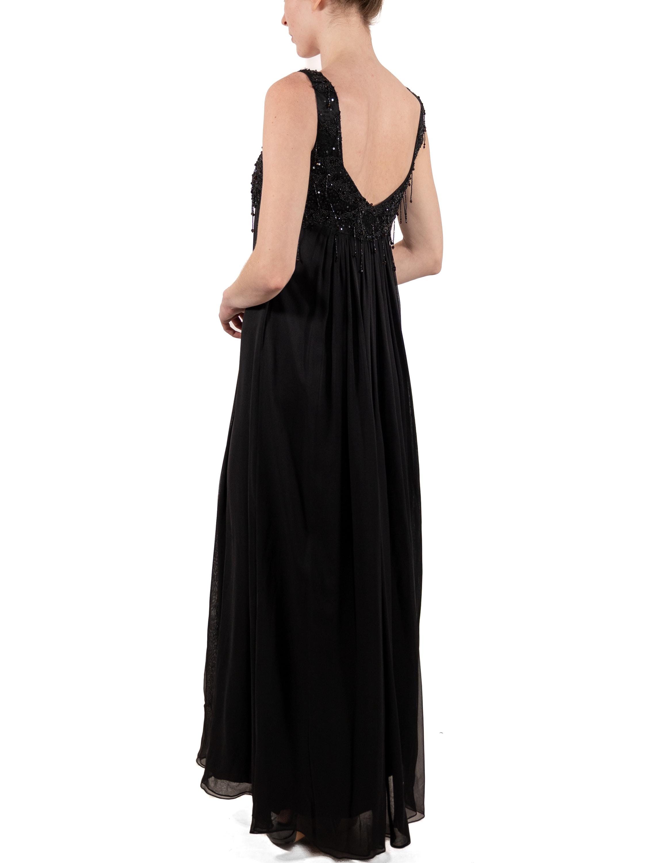 sachin and babi light blue dress Regency Empire Waist Puff Sleeve Chiffon Maxi Bridesmaid Dress In Black main image 0