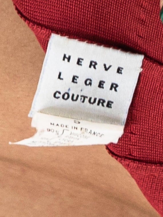 1990S Herve Leger Burgundy Haute Couture Rayon Bl… - image 10