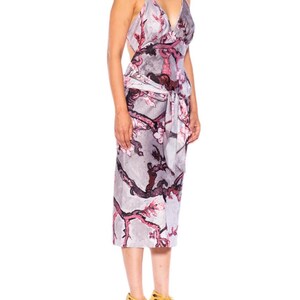 Morphew Collection Gray, Black Pink Silk Sagittarius One Scarf Dress Made From A Vintage image 10