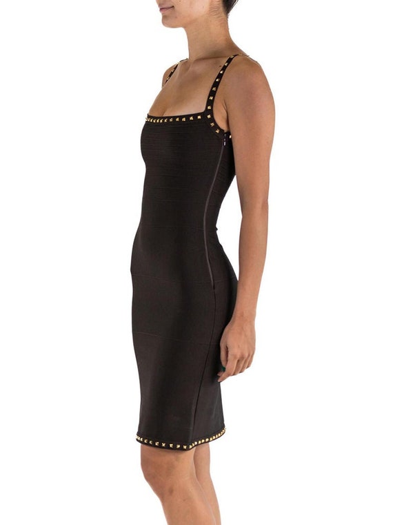herve leger brown dress Herve Leger Lucille Sequin V-neck Maxi Dress