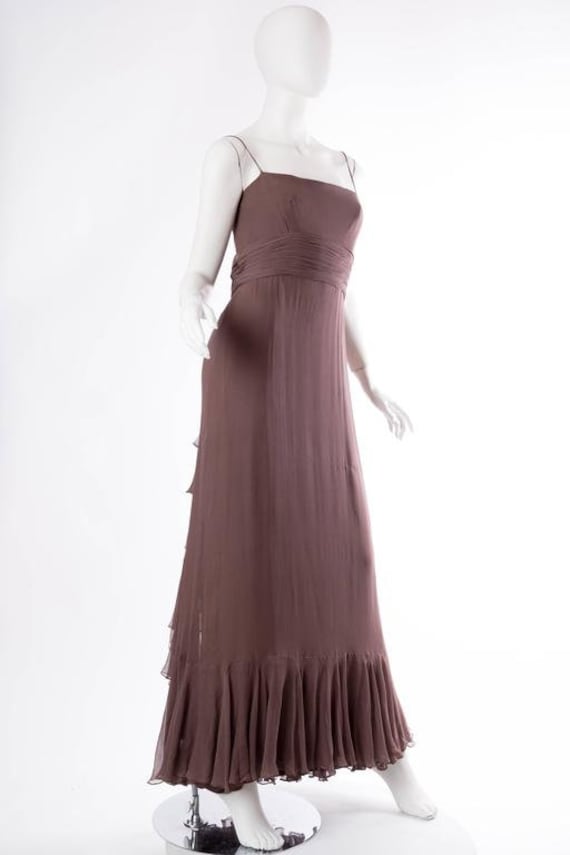 1970S MALCOLM STARR Chocolate Brown Silk Chiffon … - image 4