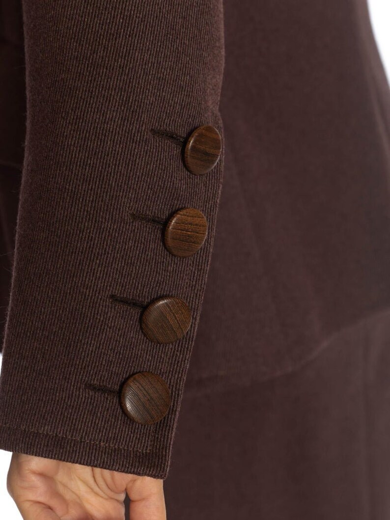 1980S Yves Saint Laurent Brown Haute Couture Wool Skirt Suit image 10