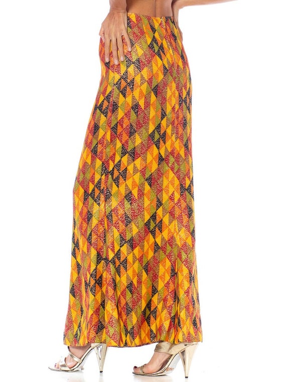 1970S Yellow, Red Multicolored Poly/Lurex Knit Lo… - image 8