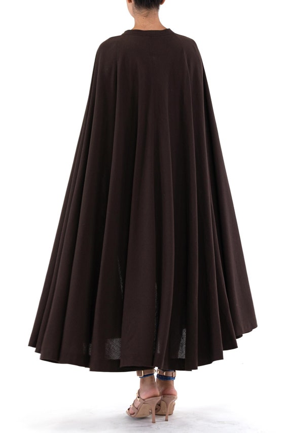 1970S Jean Muir Chocolate Brown Wool Crepe Cape - image 1