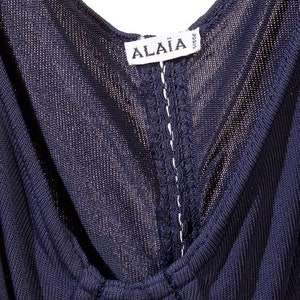 1980S ALAIA Navy Rayon Knit Top image 8