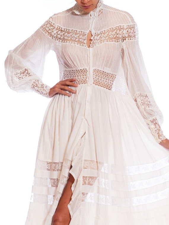 White Victorian Cotton  Lace Oversized Gown - image 8