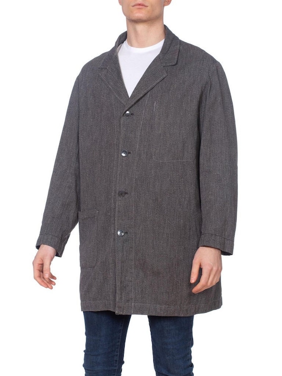 Men's 1940s Grey Cotton Workwear Jacket