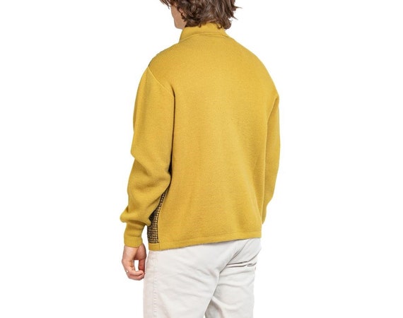 1960S Yellow Ochre Wool Knit Men's Cardigan Xl - image 6